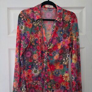 Natural Life NWOT mesh floral blouse